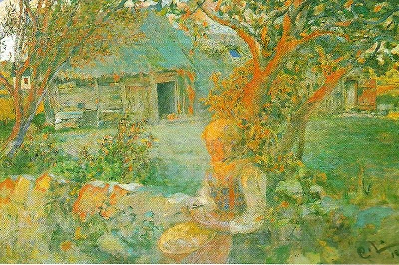 Carl Larsson de sista solstralarna oil painting image